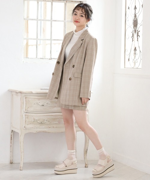one after another NICE CLAUP(ワンアフターアナザーナイスクラップ)の「台形スカート(スカート・レディース・ベージュ/ラベンダー/チェック・FREE)」の11枚目の写真