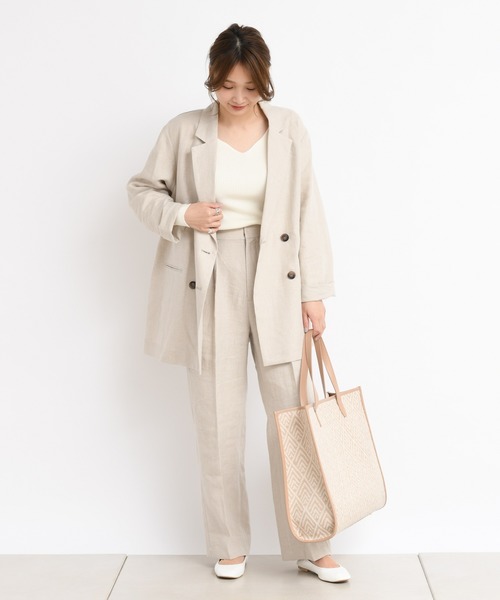 DouDou(ドゥドゥ)の「セットアップリネンパンツ(デニムパンツ・レディース・ベージュ/グリーン・36/38)」の3枚目の写真