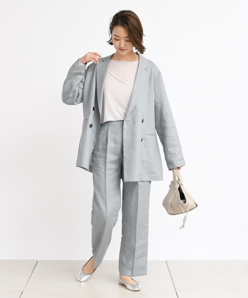 DouDou(ドゥドゥ)の「セットアップリネンパンツ(デニムパンツ・レディース・ベージュ/グリーン・36/38)」の4枚目の写真