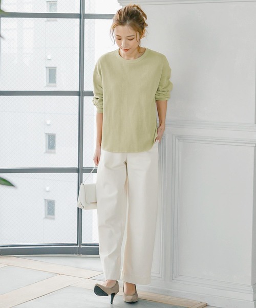 KOBE LETTUCE（コウベレタス）の「バックボタンランダムワッフルチュニック（チュニック・レディース・ベージュ/カーキ/ピンク/アイボリー/モカ・FREE）」の15枚目の写真