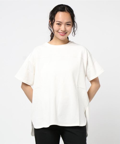 SpRay（スプレイ）の「切替ラウンド　Ｔシャツ（Tシャツ/カットソー・レディース・オレンジ/オフホワイト/チャコールグレー/グレイッシュベージュ/ブラック/ブラウン/カーキ/パープル・FREE）」の19枚目の写真