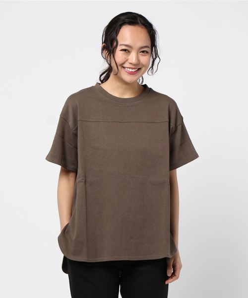 SpRay（スプレイ）の「切替ラウンド　Ｔシャツ（Tシャツ/カットソー・レディース・オレンジ/オフホワイト/チャコールグレー/グレイッシュベージュ/ブラック/ブラウン/カーキ/パープル・FREE）」の16枚目の写真