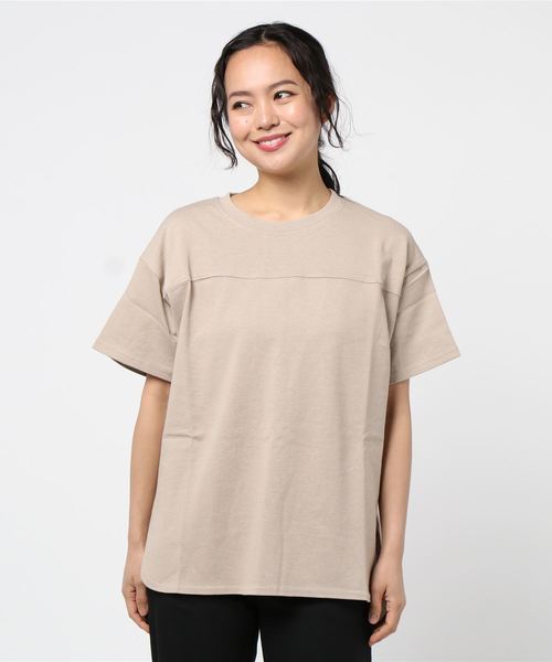 SpRay（スプレイ）の「切替ラウンド　Ｔシャツ（Tシャツ/カットソー・レディース・オレンジ/オフホワイト/チャコールグレー/グレイッシュベージュ/ブラック/ブラウン/カーキ/パープル・FREE）」の15枚目の写真