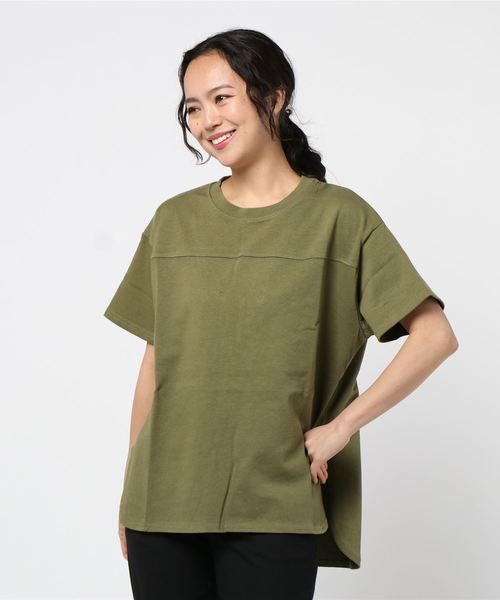SpRay（スプレイ）の「切替ラウンド　Ｔシャツ（Tシャツ/カットソー・レディース・オレンジ/オフホワイト/チャコールグレー/グレイッシュベージュ/ブラック/ブラウン/カーキ/パープル・FREE）」の14枚目の写真