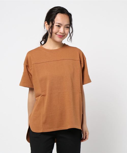 SpRay（スプレイ）の「切替ラウンド　Ｔシャツ（Tシャツ/カットソー・レディース・オレンジ/オフホワイト/チャコールグレー/グレイッシュベージュ/ブラック/ブラウン/カーキ/パープル・FREE）」の12枚目の写真