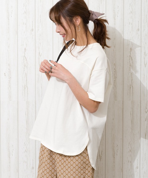 SpRay（スプレイ）の「切替ラウンド　Ｔシャツ（Tシャツ/カットソー・レディース・オレンジ/オフホワイト/チャコールグレー/グレイッシュベージュ/ブラック/ブラウン/カーキ/パープル・FREE）」の11枚目の写真