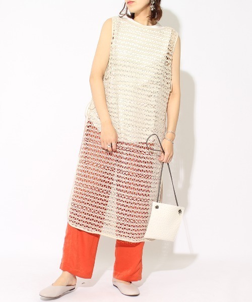 JF Ready Made（ジェイエフレディメイド）の「[JF READY MADE/ジェイエフレディメイド] メッシュ編みベスト（ベスト・レディース・ブラック/ベージュ・F）」の2枚目の写真