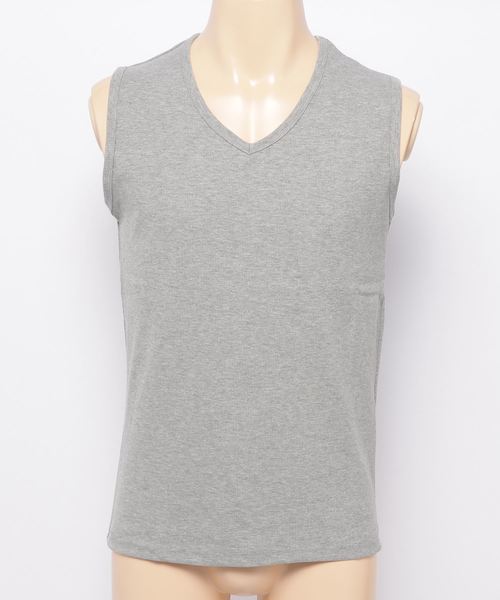 Blue Standard （ブルースタンダード）の「【BLUE STANDARD】リブノースリーブ　タンクトップよりも露出が少なく、Tシャツよりも涼しい絶妙な1枚　スポーツシーンにもオススメ（タンクトップ・メンズ・ネイビー/ブラック/杢グレー/ホワイト・LARGE/MEDIUM/X-LARGE）」の3枚目の写真