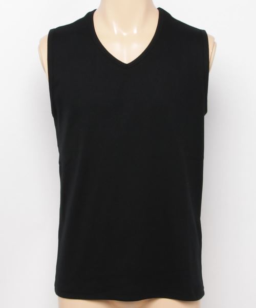 Blue Standard （ブルースタンダード）の「【BLUE STANDARD】リブノースリーブ　タンクトップよりも露出が少なく、Tシャツよりも涼しい絶妙な1枚　スポーツシーンにもオススメ（タンクトップ・メンズ・ネイビー/ブラック/杢グレー/ホワイト・LARGE/MEDIUM/X-LARGE）」の2枚目の写真