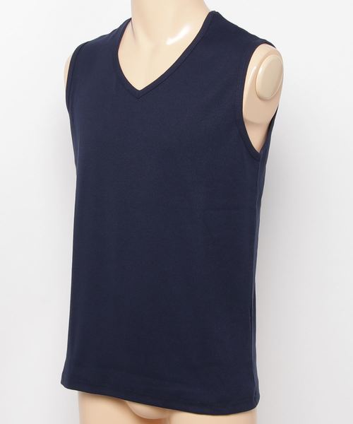 Blue Standard （ブルースタンダード）の「【BLUE STANDARD】リブノースリーブ　タンクトップよりも露出が少なく、Tシャツよりも涼しい絶妙な1枚　スポーツシーンにもオススメ（タンクトップ・メンズ・ネイビー/ブラック/杢グレー/ホワイト・LARGE/MEDIUM/X-LARGE）」の5枚目の写真