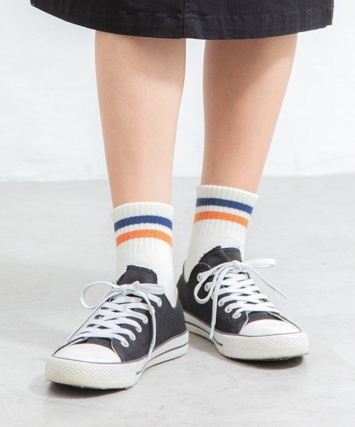 Honeys(ハニーズ)の「ラインショートソックス(ソックス/靴下・レディース・ブルー系その他/オフホワイト/ホワイト×レッド/杢グレー/ベージュ/ブラック×ホワイト/ホワイト×グリーン/ホワイト×ブルー・FREE)」の10枚目の写真
