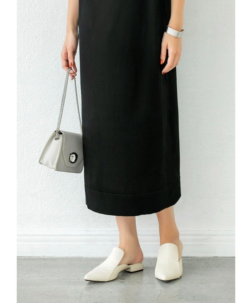STYLE DELI(スタイルデリ)の「ボリュームチュール袖ロングニットワンピース(ワンピース・レディース・ブラック/グリーン・01/02)」の7枚目の写真