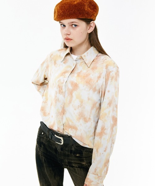 KIRSH(キルシー)の「MARBLE SILKY SHIRT/マーブルシルキーシャツ(シャツ/ブラウス)」|オレンジ