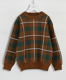ARCH & LINE（アーチアンドライン）の「ジャガード チェック クルーネックセーター（ニット/セーター・キッズ）」