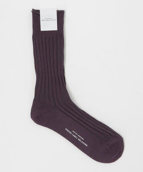 green label relaxing(グリーンレーベルリラクシング)の「96N 3*3 リブ ソリッド ソックス 靴下(ソックス/靴下・メンズ・オフホワイト/パープル/オレンジ系その他/オリーブ/ダークグレー/ホワイト・FREE)」の5枚目の写真