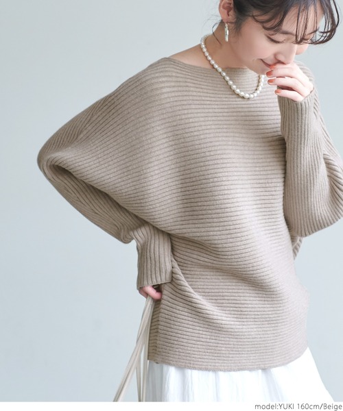 coca(coca)(コカ)の「極厚ドルマンクルーネックニット(ニット/セーター・レディース・ブラック/ベージュ/アイボリー・ONE SIZE)」の7枚目の写真