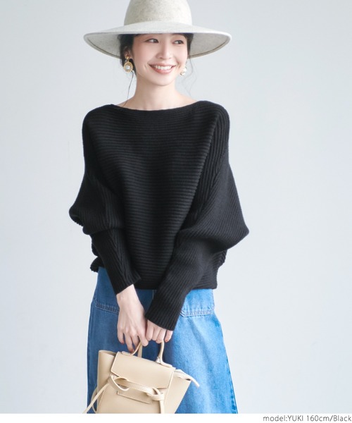 coca(coca)(コカ)の「極厚ドルマンクルーネックニット(ニット/セーター・レディース・ブラック/ベージュ/アイボリー・ONE SIZE)」の8枚目の写真