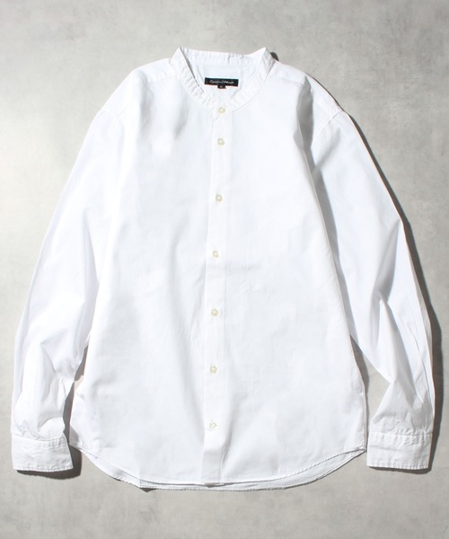 CORPUS SELECT(コーパストーキョー)の「【日本製/Made in Japan】ナノファイン加工洗いざらしコットンブロードバンドカラーロングスリーブシャツ(シャツ/ブラウス・メンズ・ホワイト/ブラック/ベージュ/ネイビー/カーキ/ワイン/サックスブルー/ライトピンク・LL/M/L)」の2枚目の写真
