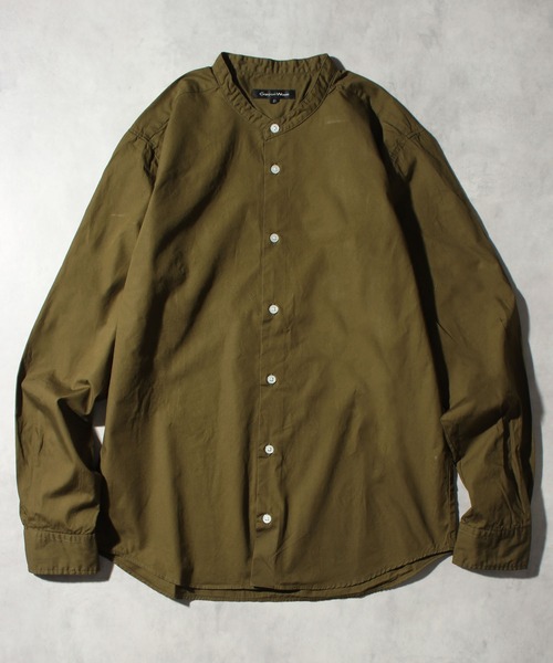 CORPUS SELECT(コーパストーキョー)の「【日本製/Made in Japan】ナノファイン加工洗いざらしコットンブロードバンドカラーロングスリーブシャツ(シャツ/ブラウス・メンズ・ホワイト/ブラック/ベージュ/ネイビー/カーキ/ワイン/サックスブルー/ライトピンク・LL/M/L)」の5枚目の写真