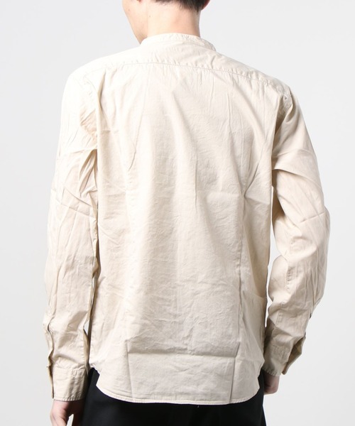 CORPUS SELECT(コーパストーキョー)の「【日本製/Made in Japan】ナノファイン加工洗いざらしコットンブロードバンドカラーロングスリーブシャツ(シャツ/ブラウス・メンズ・ホワイト/ブラック/ベージュ/ネイビー/カーキ/ワイン/サックスブルー/ライトピンク・LL/M/L)」の10枚目の写真
