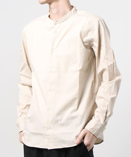 CORPUS SELECT(コーパストーキョー)の「【日本製/Made in Japan】ナノファイン加工洗いざらしコットンブロードバンドカラーロングスリーブシャツ(シャツ/ブラウス・メンズ・ホワイト/ブラック/ベージュ/ネイビー/カーキ/ワイン/サックスブルー/ライトピンク・LL/M/L)」の20枚目の写真