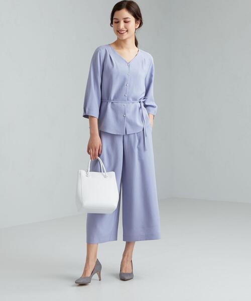 green label relaxing（グリーンレーベルリラクシング）の「CS SY ツイル Vネック ブラウス（シャツ/ブラウス・レディース・ライトブルー/オリーブ/ナチュラル・FREE）」の11枚目の写真