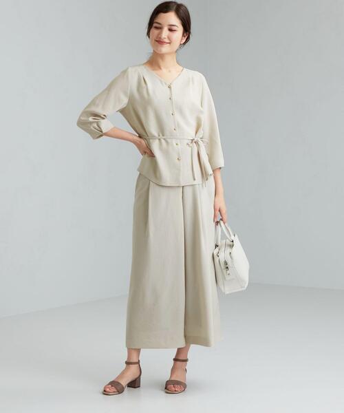 green label relaxing（グリーンレーベルリラクシング）の「CS SY ツイル Vネック ブラウス（シャツ/ブラウス・レディース・ライトブルー/オリーブ/ナチュラル・FREE）」の7枚目の写真