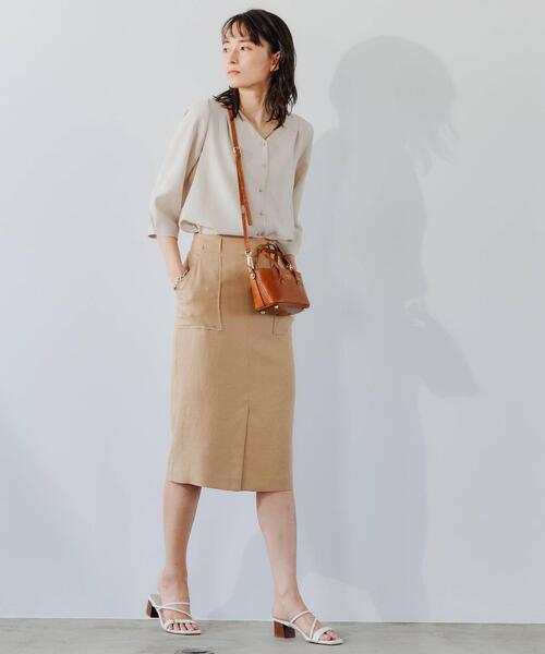 green label relaxing（グリーンレーベルリラクシング）の「CS SY ツイル Vネック ブラウス（シャツ/ブラウス・レディース・ライトブルー/オリーブ/ナチュラル・FREE）」の14枚目の写真