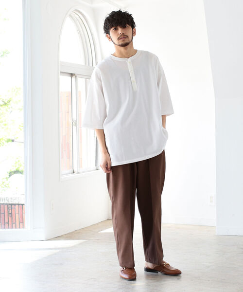 BEAMS（ビームス）の「BEAMS / シルケット ヘンリーネック Tシャツ（Tシャツ/カットソー・メンズ・ホワイト/ブルー系その他4・SMALL/MEDIUM/LARGE/X-LARGE）」の3枚目の写真