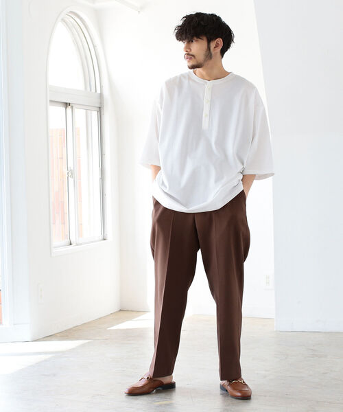 BEAMS（ビームス）の「BEAMS / シルケット ヘンリーネック Tシャツ（Tシャツ/カットソー・メンズ・ホワイト/ブルー系その他4・SMALL/MEDIUM/LARGE/X-LARGE）」の4枚目の写真