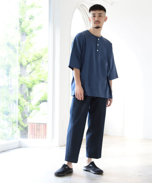 BEAMS（ビームス）の「BEAMS / シルケット ヘンリーネック Tシャツ（Tシャツ/カットソー・メンズ・ホワイト/ブルー系その他4・SMALL/MEDIUM/LARGE/X-LARGE）」の5枚目の写真