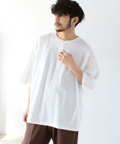 BEAMS（ビームス）の「BEAMS / シルケット ヘンリーネック Tシャツ（Tシャツ/カットソー・メンズ・ホワイト/ブルー系その他4・SMALL/MEDIUM/LARGE/X-LARGE）」の7枚目の写真