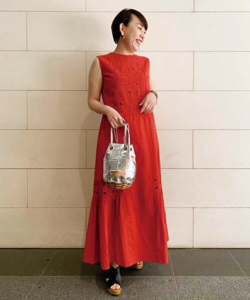 サラマリカ Sara mallika 綿麻 カットワークレース ロングワンピース サラマリカ Sara mallika 綿麻 カットワークレース ロング