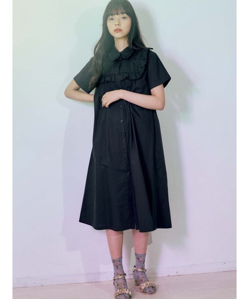 merry jenny（メリージェニー）の「フリルシャツテントワンピース（ワンピース・レディース・オフホワイト/ブラック・FREE）」の5枚目の写真