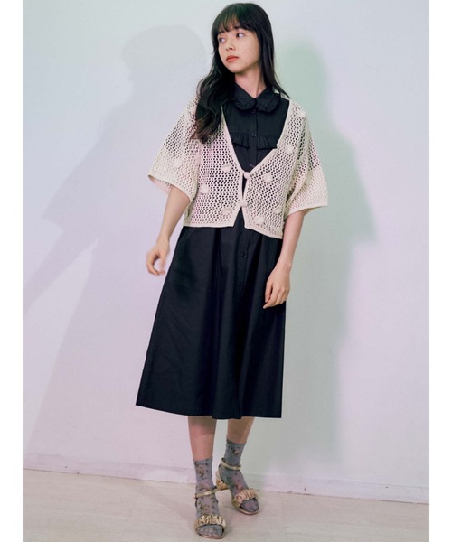merry jenny（メリージェニー）の「フリルシャツテントワンピース（ワンピース・レディース・オフホワイト/ブラック・FREE）」の7枚目の写真