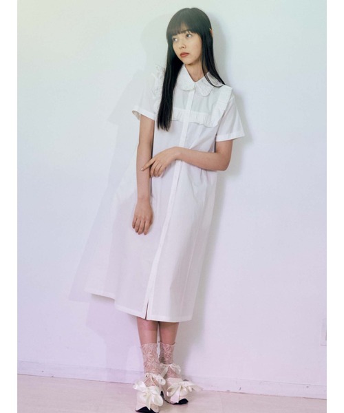 merry jenny（メリージェニー）の「フリルシャツテントワンピース（ワンピース・レディース・オフホワイト/ブラック・FREE）」の8枚目の写真