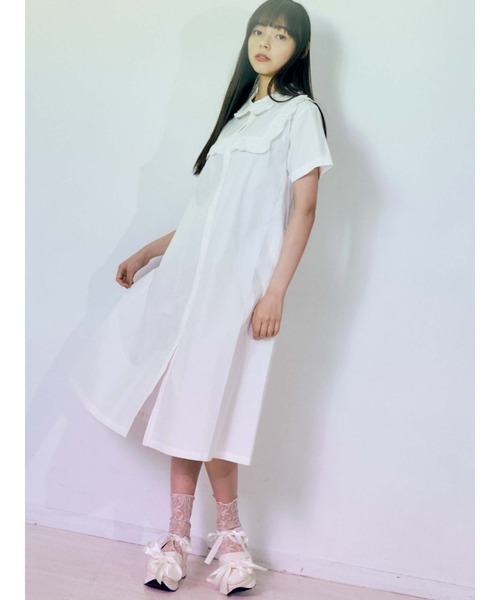 merry jenny（メリージェニー）の「フリルシャツテントワンピース（ワンピース・レディース・オフホワイト/ブラック・FREE）」の9枚目の写真