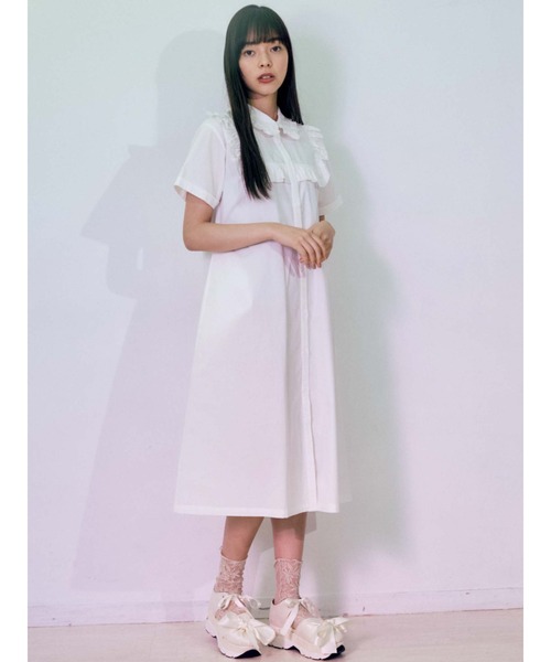 merry jenny（メリージェニー）の「フリルシャツテントワンピース（ワンピース・レディース・オフホワイト/ブラック・FREE）」の11枚目の写真
