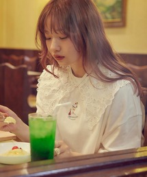 【timecapsule】「パフェと女の子」プリント刺繍入り半袖ビッグTシャツ