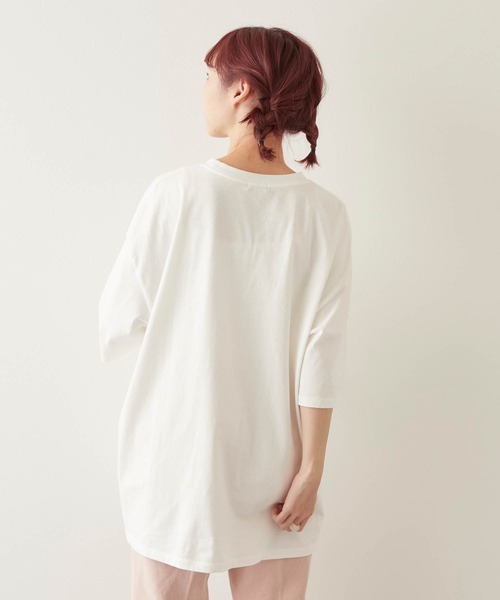 timecapsule（タイムカプセル）の「【timecapsule】「パフェと女の子」プリント刺繍入り半袖ビッグTシャツ（Tシャツ/カットソー・レディース・ホワイト/ミント/ベージュ系その他/ライトベージュ・FREE）」の8枚目の写真