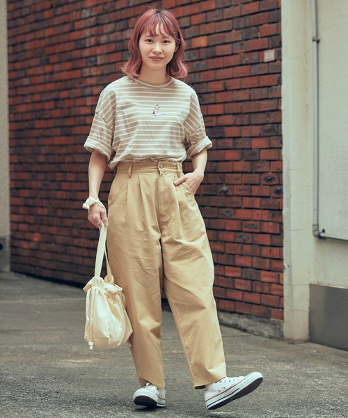 timecapsule（タイムカプセル）の「【timecapsule】「パフェと女の子」プリント刺繍入り半袖ビッグTシャツ（Tシャツ/カットソー・レディース・ホワイト/ミント/ベージュ系その他/ライトベージュ・FREE）」の17枚目の写真