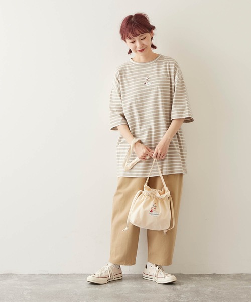 timecapsule（タイムカプセル）の「【timecapsule】「パフェと女の子」プリント刺繍入り半袖ビッグTシャツ（Tシャツ/カットソー・レディース・ホワイト/ミント/ベージュ系その他/ライトベージュ・FREE）」の12枚目の写真