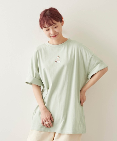 timecapsule（タイムカプセル）の「【timecapsule】「パフェと女の子」プリント刺繍入り半袖ビッグTシャツ（Tシャツ/カットソー・レディース・ホワイト/ミント/ベージュ系その他/ライトベージュ・FREE）」の21枚目の写真