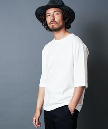 CTN OPEN/END SWICH PANEL  C/N 3/4SL TEE:コットン オープンエンド パネル切り替え クルーネック 7分袖 Tシャツ