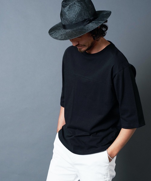 Magine(マージン)の「CTN OPEN/END SWICH PANEL C/N 3/4SL TEE:コットン オープンエンド パネル切り替え クルーネック 7分袖 Tシャツ(Tシャツ/カットソー・メンズ・ホワイト/ブラック/グレー/カーキ・44/46/48)」の13枚目の写真