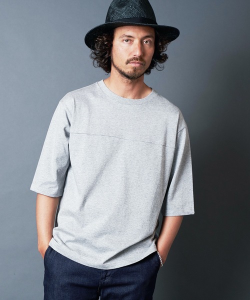 Magine(マージン)の「CTN OPEN/END SWICH PANEL C/N 3/4SL TEE:コットン オープンエンド パネル切り替え クルーネック 7分袖 Tシャツ(Tシャツ/カットソー・メンズ・ホワイト/ブラック/グレー/カーキ・44/46/48)」の21枚目の写真