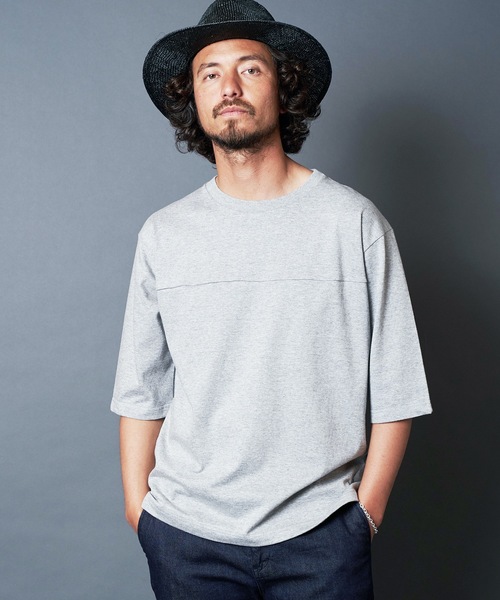 Magine(マージン)の「CTN OPEN/END SWICH PANEL C/N 3/4SL TEE:コットン オープンエンド パネル切り替え クルーネック 7分袖 Tシャツ(Tシャツ/カットソー・メンズ・ホワイト/ブラック/グレー/カーキ・44/46/48)」の17枚目の写真