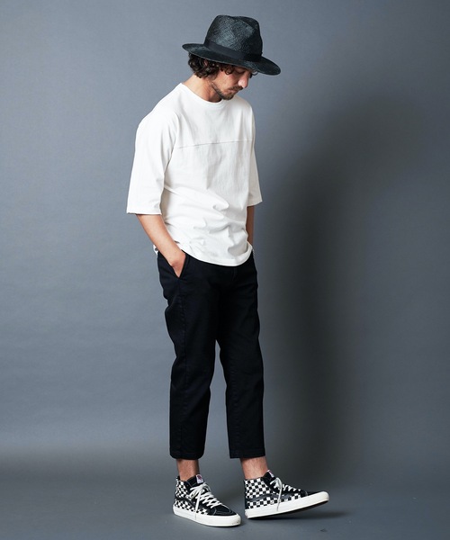Magine(マージン)の「CTN OPEN/END SWICH PANEL C/N 3/4SL TEE:コットン オープンエンド パネル切り替え クルーネック 7分袖 Tシャツ(Tシャツ/カットソー・メンズ・ホワイト/ブラック/グレー/カーキ・44/46/48)」の6枚目の写真