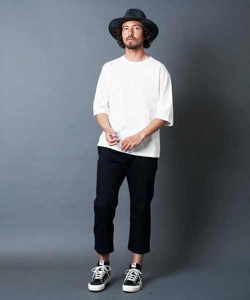 Magine(マージン)の「CTN OPEN/END SWICH PANEL C/N 3/4SL TEE:コットン オープンエンド パネル切り替え クルーネック 7分袖 Tシャツ(Tシャツ/カットソー・メンズ・ホワイト/ブラック/グレー/カーキ・44/46/48)」の14枚目の写真