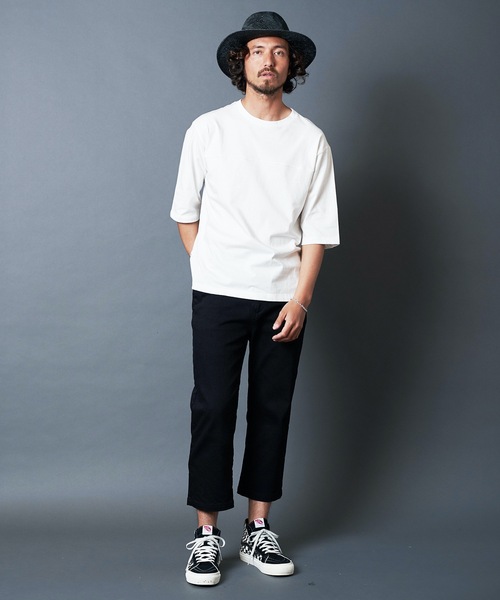 Magine(マージン)の「CTN OPEN/END SWICH PANEL C/N 3/4SL TEE:コットン オープンエンド パネル切り替え クルーネック 7分袖 Tシャツ(Tシャツ/カットソー・メンズ・ホワイト/ブラック/グレー/カーキ・44/46/48)」の18枚目の写真